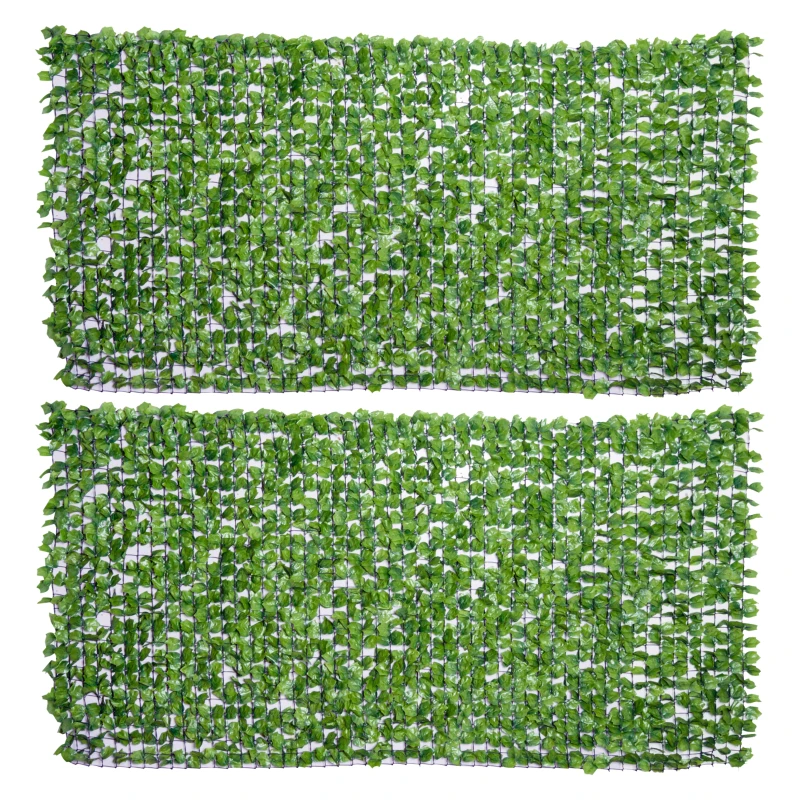 Outsunny Lot de 2 haies artificielles lierre Brise-Vue décoration Rouleau 3L x 1,5H m Feuillage réaliste Anti-UV Vert