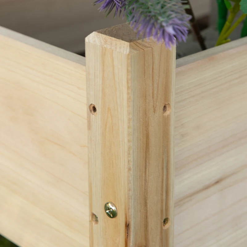 Outsunny Mesa de Cultivo Huerto Urbano Elevado de Madera de 2 Niveles 86x85x72 cm Madera Natural