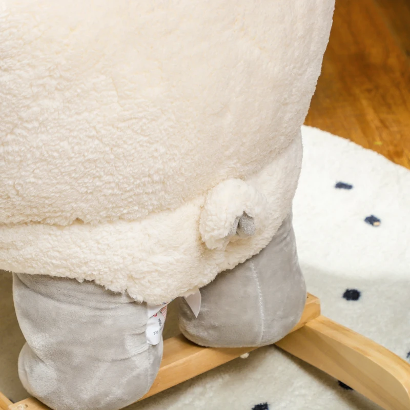 AIYAPLAY Cavallo a Dondolo per Bambini 18-36 Mesi a Forma di Pecorella con Suoni e Rivestimento Morbido, Grigio