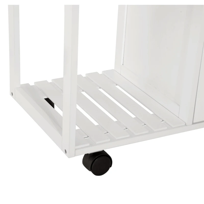 HOMCOM Carrello da Cucina con Ruote, Cassetti e 2 Cesti, Mobile da Cucina Salvaspazio in Legno di Pino, Bianco, 70 x 37 x 85cm