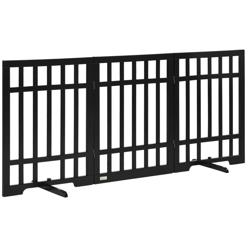 PawHut Absperrgitter für Haustiere, freistehend, 3 Paneele, klappbar, 181 cm x 35 cm x 76 cm, Schwarz