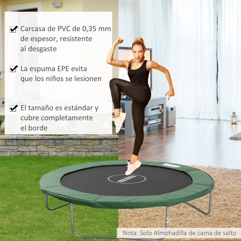 HOMCOM Cubierta de Protección Acolchada Borde de Seguridad para Trampolines Cama Elástica con Diámetro Ø305 cm Verde
