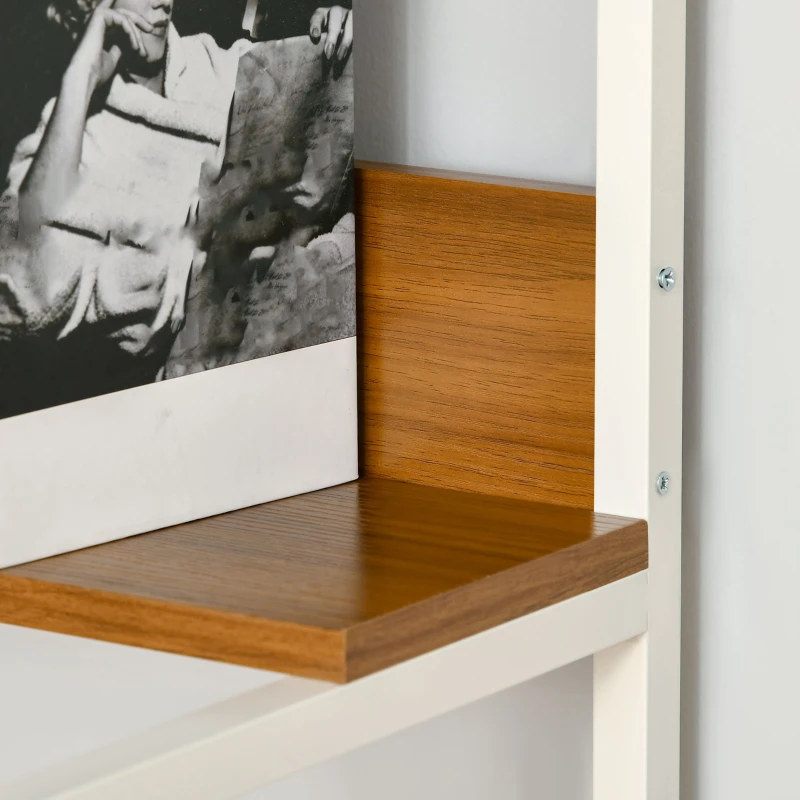 HOMCOM Escritorio con Estantería Mesa de Ordenador Escritorio de Oficina con Múltiples Estantes 140x50x110 cm Nogal y Blanco