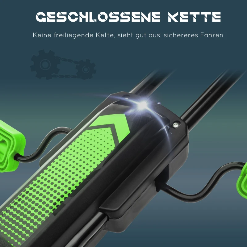 HOMCOM Kinder-Gokart, mit Pedalen, verstellbarem Sitz, In- und Outdoor, ab 5 Jahren, Grün+Schwarz, 121 x 58 x 61 cm