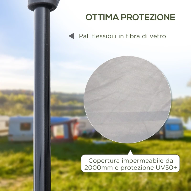 Outsunny Tenda da campeggio da 2-3 persone con Veranda, 210x210x150cm, grigia e bianca