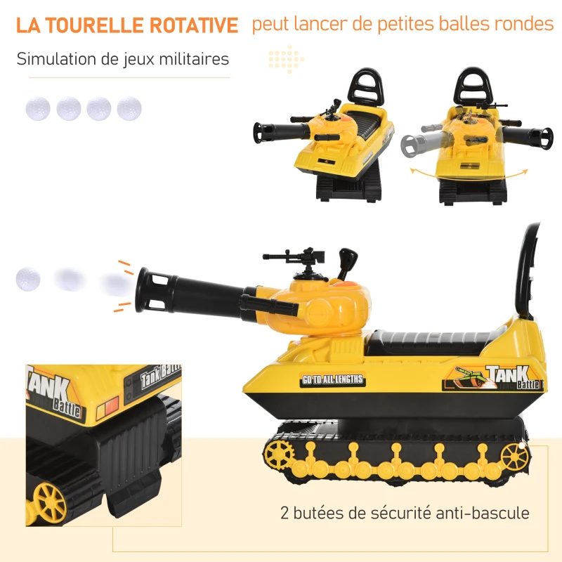 HOMCOM Porteur Enfant Voiture Enfant Tank Coffre klaxon Jaune