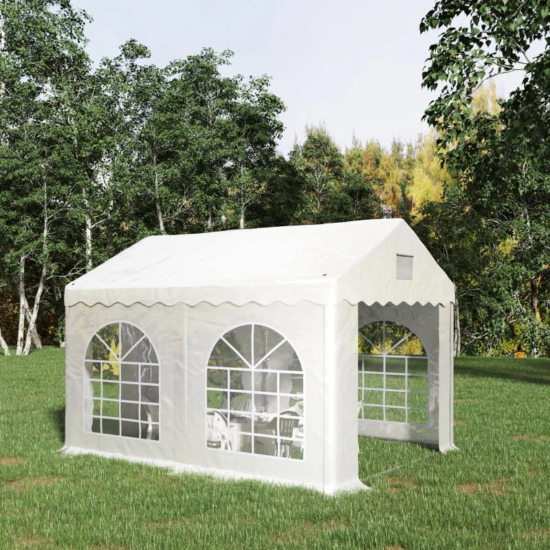 Outsunny 3 x 4 m Marquee Gazebo with Sides, Party Tent Canopy & Carport Shelter for Outdoor Event, Wedding, White