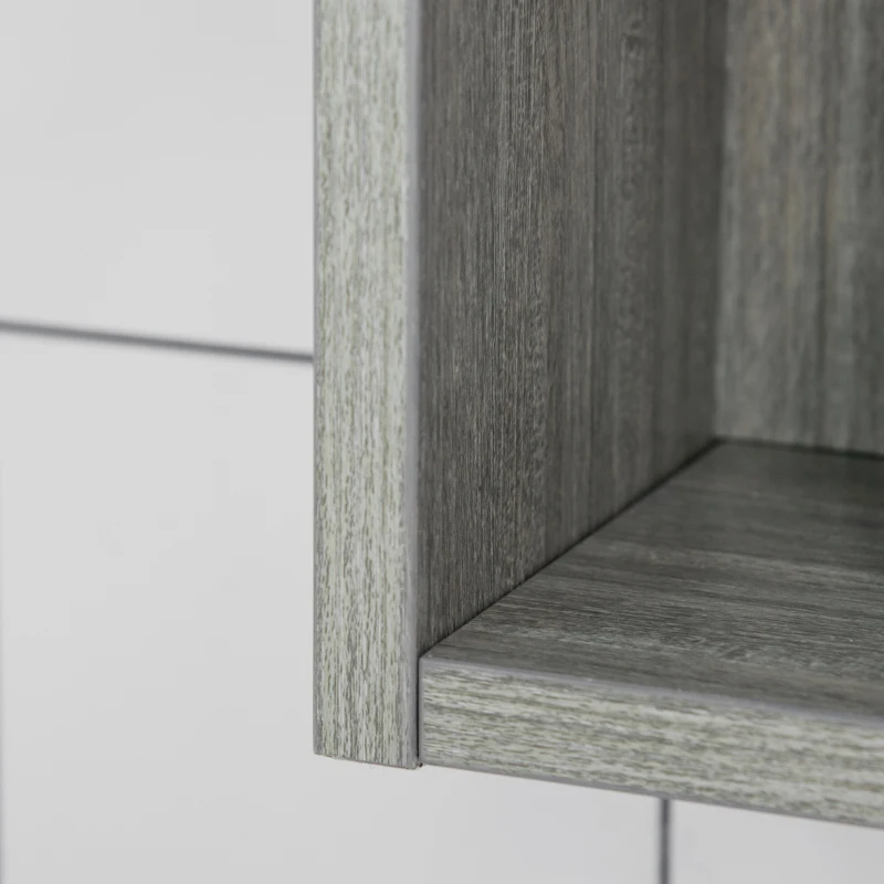 kleankin Armadietto con Specchio a 4 Sezioni con Ripiani Regolabili, in Legno e Vetro, 90x15x75 cm, Grigio