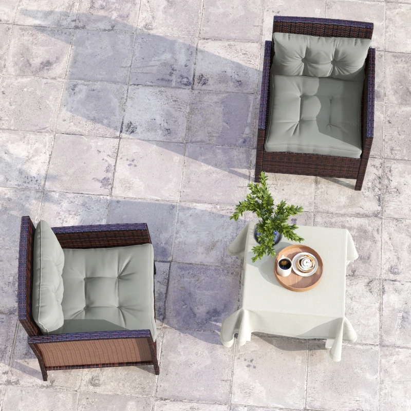 Outsunny 2-Piece Seat Cushions Back Pillows Replacement, Patio Chair Cushions Set for Indoor Outdoor, Light Grey