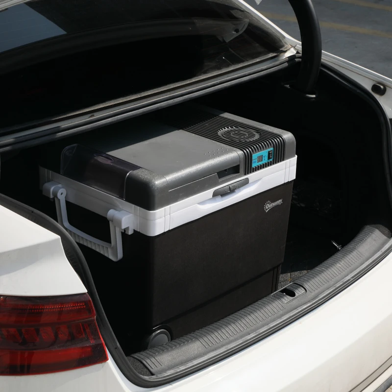 Outsunny 33L Auto-Kühlschrank Kühlbox Mini-Kühlschrank tragbar DC 12V AC 220V/240V für Auto und Camping Grau 40 x 30 x 43 cm