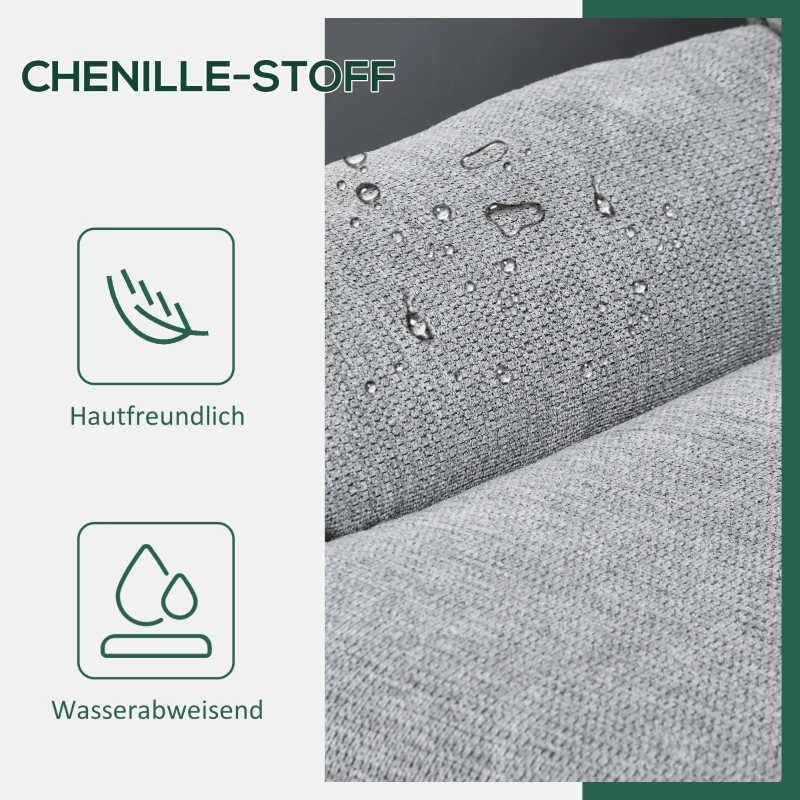 HOMCOM Drehsessel, 360-Grad-Drehung, Chenille-Stoff, integrierte Armlehnen, Stahlbeine, Grau, Schwarz