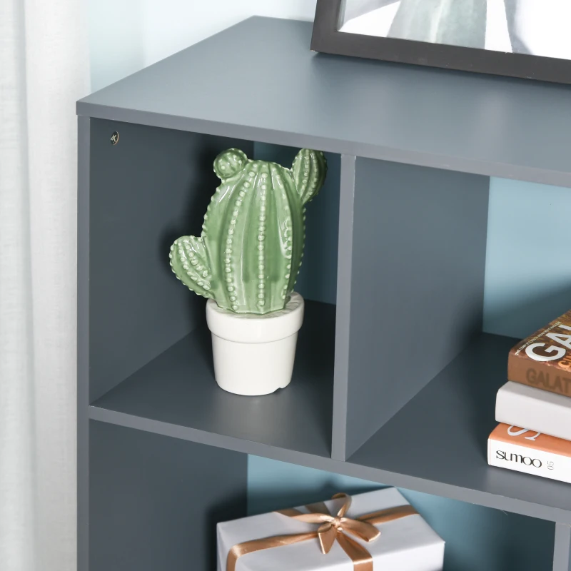 HOMCOM Bücherregal, Standregal , Aufbewahrungregal, Bücherschrank mit 2 Schubladen, MDF, Blau, 105 x 30 x 96 cm