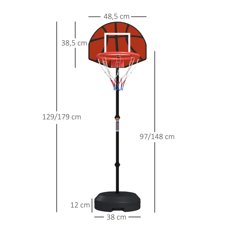 SPORTNOW Basketballständer, höhenverstellbar, Magnet-Dartscheibe, 98-148cm, Schwarz