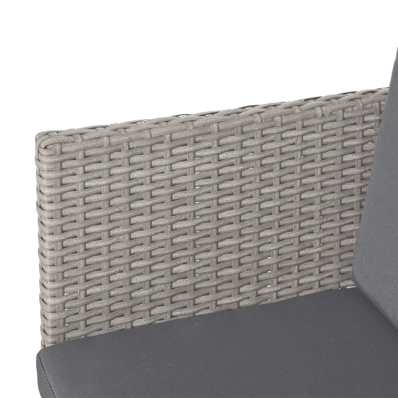 Outsunny Set Mobili da Giardino Esterno Tavolo con 4 Sedie 4 Poggiapiedi 9pz Rattan Grigio