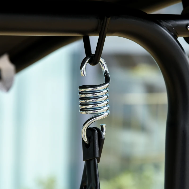 Outsunny Dondolo da Giardino Terrazza 2 Posti con Tettuccio Regolabile in Metallo e Texteline 172x110x155cm Nero