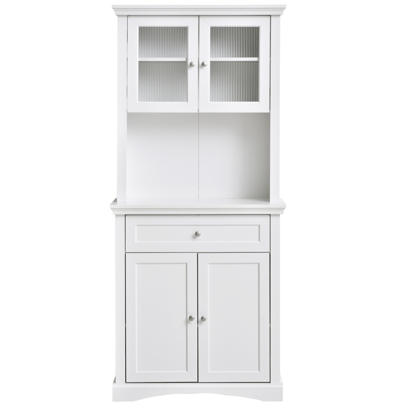 HOMCOM Alacena de Cocina con 1 Cajón 4 Puertas y Estantes Ajustables Carga 50 kg Mueble de Cocina 79x40x180 cm Blanco