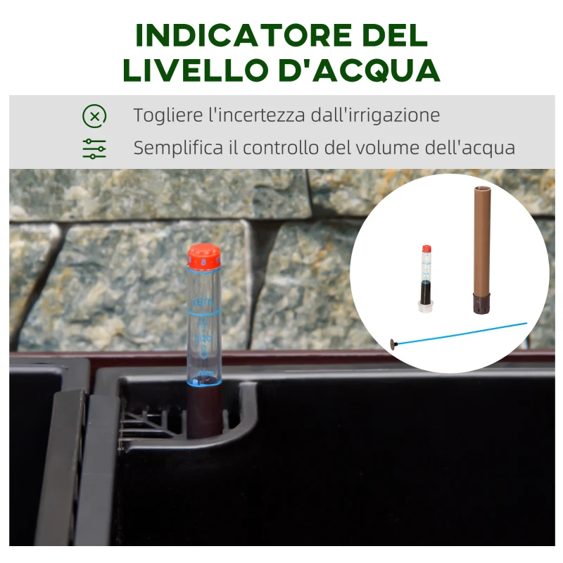 Outsunny Fioriera da Balcone Auto-irrigante con Gancio per Ringhiera Regolabile e Indicatore Acqua