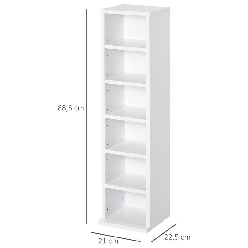 HOMCOM Lot de 2 étagères colonnes armoire de rangement CD-DVD 6 + 6 compartiments 21 x 22,5 x 88,5 cm capacité max. 204 CD blanc