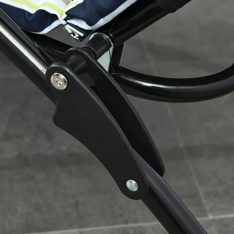 Outsunny Bain de soleil pliable transat inclinable 6 positions grand confort avec matelas + accoudoirs acier polyester multicolore