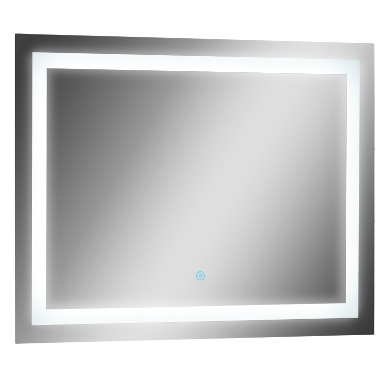 HOMCOM Badspiegel mit Beleuchtung 80x60 cm LED Spiegel Wandspiegel Wasserdicht Lichtspiegel für Badezimmer Silber