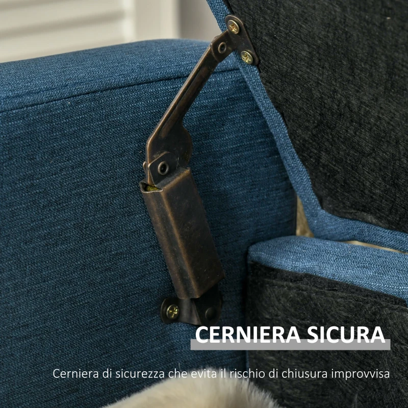 HOMCOM Panca Fondoletto con Vano Contenitore in Tessuto, 120x50x44cm - Blu