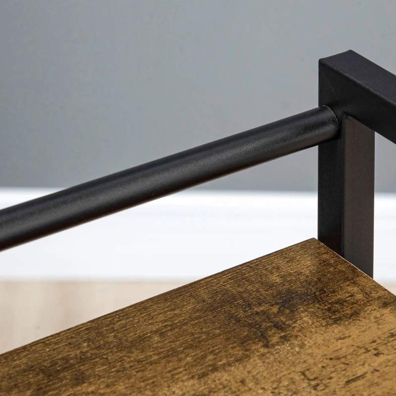 HOMCOM Carro de Almacenamiento con 3 Estantes Soporte de Impresora para Oficina Estudio 50x35x100,5 cm Marrón Rústico