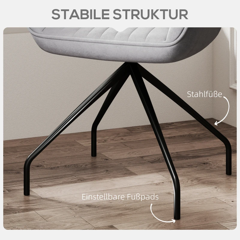 HOMCOM Drehbarer Armstuhl, Moderner Akzentsessel mit Metallbeinen für Wohnzimmer, Schlafzimmer, Büro, Grau