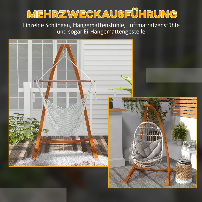 Outsunny Hängemattengestell Hängemattenständer, frei stehend, höhenverstellbar, 119 cm x 120 cm x 202 cm, Braun