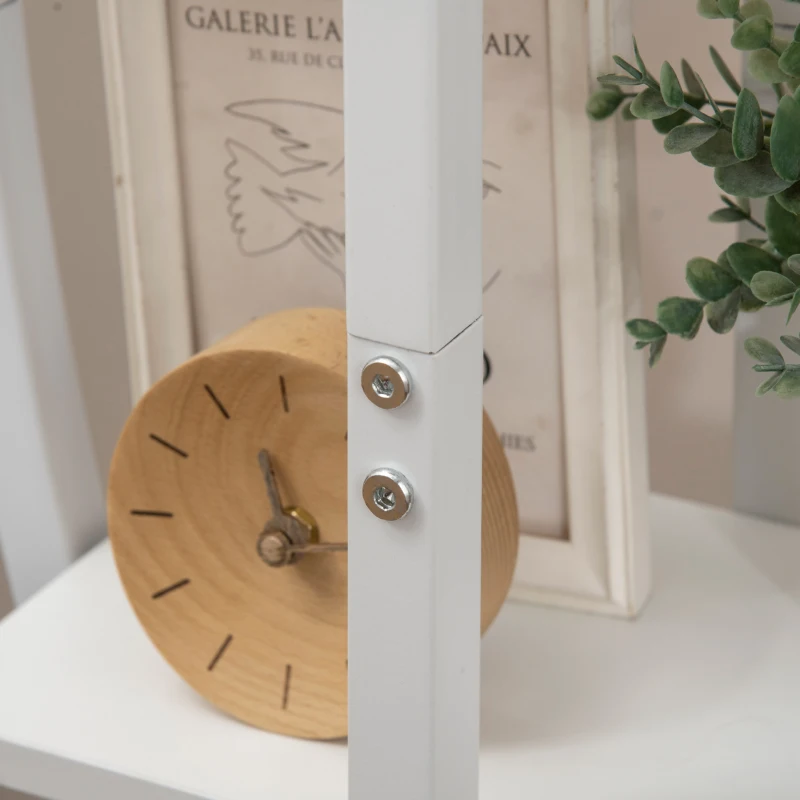 Outsunny Portafiori a 5 Livelli a Mezzaluna per Interni ed Esterni in MDF e Acciaio, 50x30x160 cm, Bianco