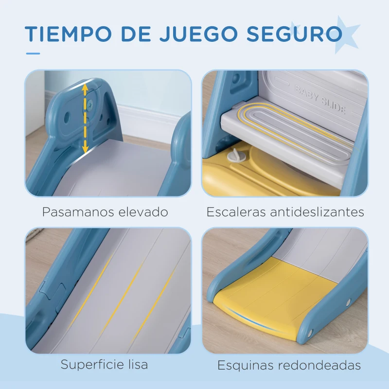 AIYAPLAY Tobogán para Niños 18-48 Meses Tobogán Infantil para Interior y Exterior 145x45x63 cm Azul y Gris