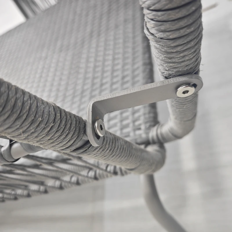 Outsunny Set da Giardino in Rattan PE Stile Boho, Divano 2 Posti con Chaise Longue e Tavolino, Grigio Chiaro