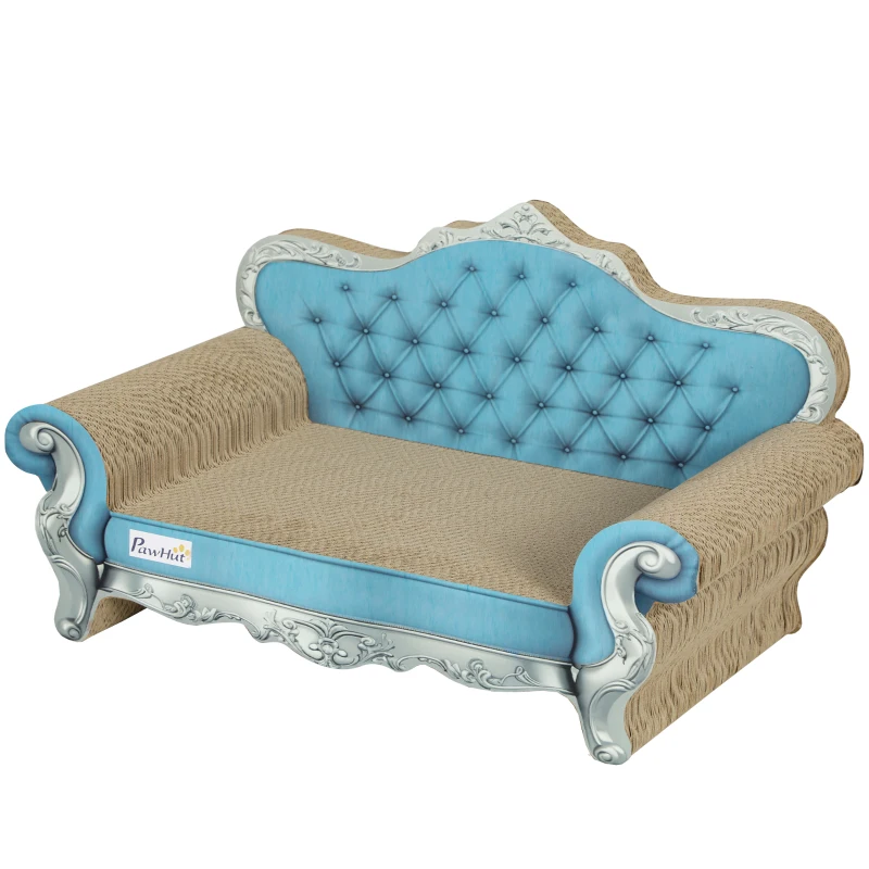 PawHut 2-in-1 Cat Scratcher with Catnip for Indoor Cats, Light Blue