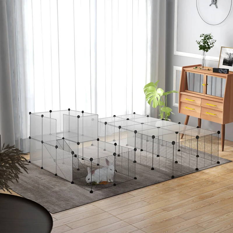 PawHut Lot de 2 enclos pour petits animaux design DIY cage modulable pour cochon d'Inde lapin chinchillas