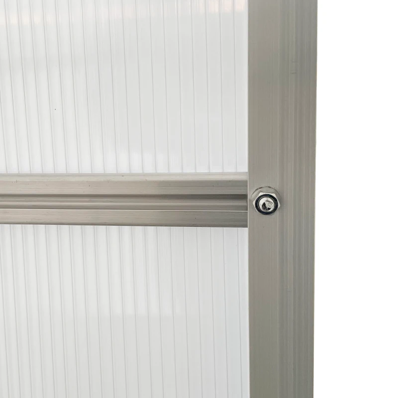 Outsunny Serre de Jardin en Polycarbonate 7,1 m² dim. 1,9L x 3,75l x 1,99 m avec Fondation, Lucarne réglable, Porte coulissante - Argent et Transparent