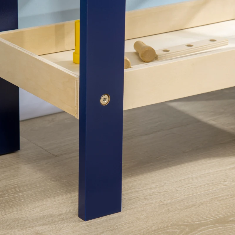 HOMCOM Banco de Herramientas de Madera para 3-6 Años con 27 Accesorios y Herramientas de Juguete 55,3x30x78cm Multicolor