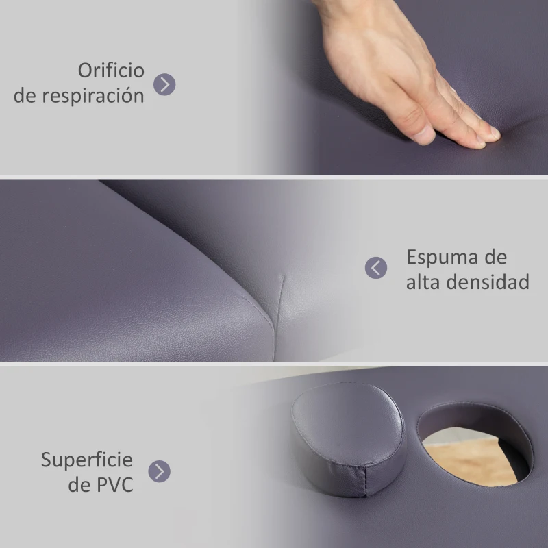 HOMCOM Camilla de Masaje Plegable con Marco de Madera con Altura Regulable y Bolsa de Transporte 186x60x58-81 cm Púrpura