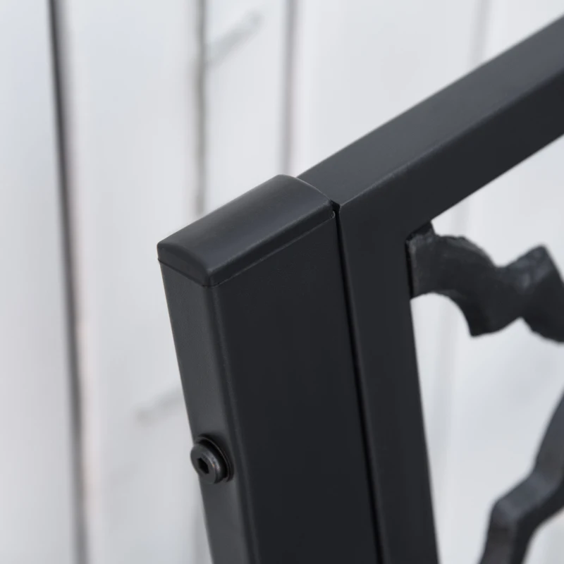 Outsunny Panchina da Esterno 2 Posti in Acciaio e Ghisa con Braccioli e Schienale Decorato, 128x58.5x89cm, Nero