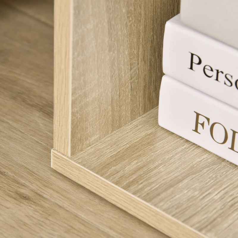 HOMCOM Mesita Auxiliar de Salón Moderna Mesilla de Noche con 3 Estantes Tablero de Cristal Mesita de Café para Sala de Estar Dormitorio 40x40x56 cm Madera Natural