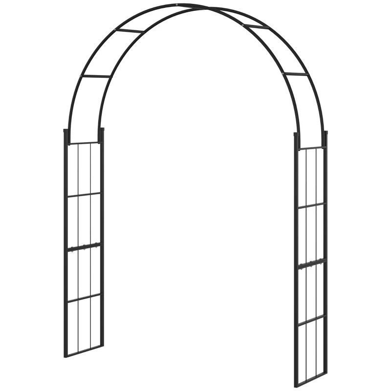 Outsunny Archetto da Giardino per Piante Rampicanti e Decorazioni, Metallo Nero, 157x40x223cm