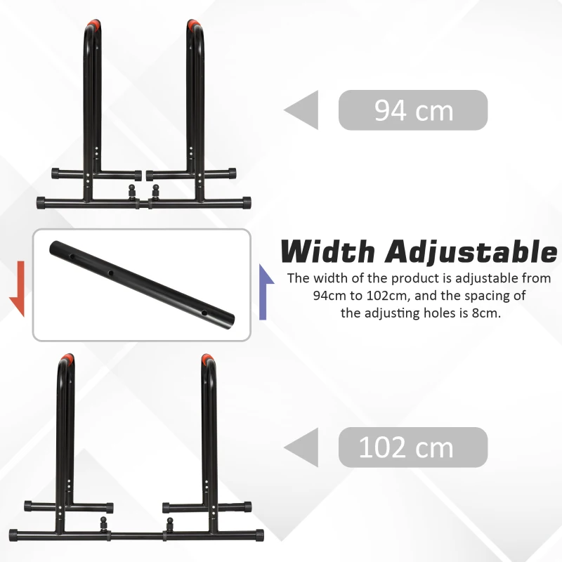 HOMCOM Multifunctional Dip Stand Station Bars Parallel Stand Push Up Parallette Adjustable Stable Home Gym Fitness Exercise Work Out