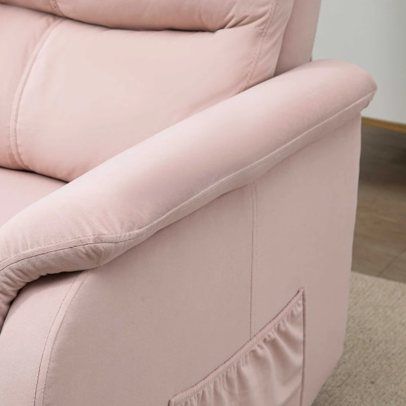 HOMCOM Relaxsessel mit Kopfstütze, verstellbare Rückenlehne, Liegeposition, Fernsehsessel, 85 cm x 95 cm x 104 cm; Rosa