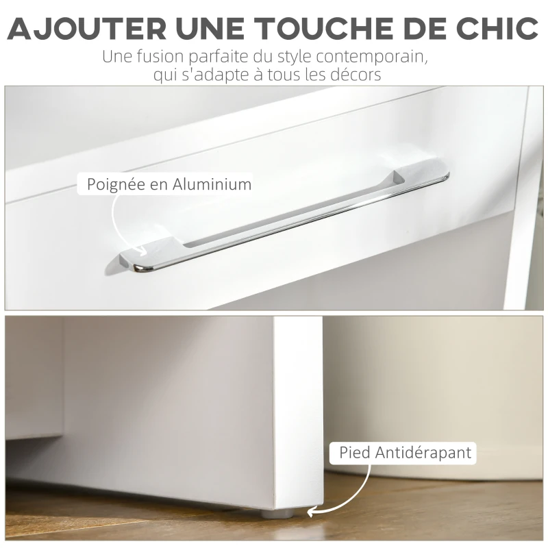 HOMCOM Table console table d'entrée bout de canapé avec étagère et 2 tiroirs style moderne - dim. 101,6I x 28P x 76,2H cm - blanc