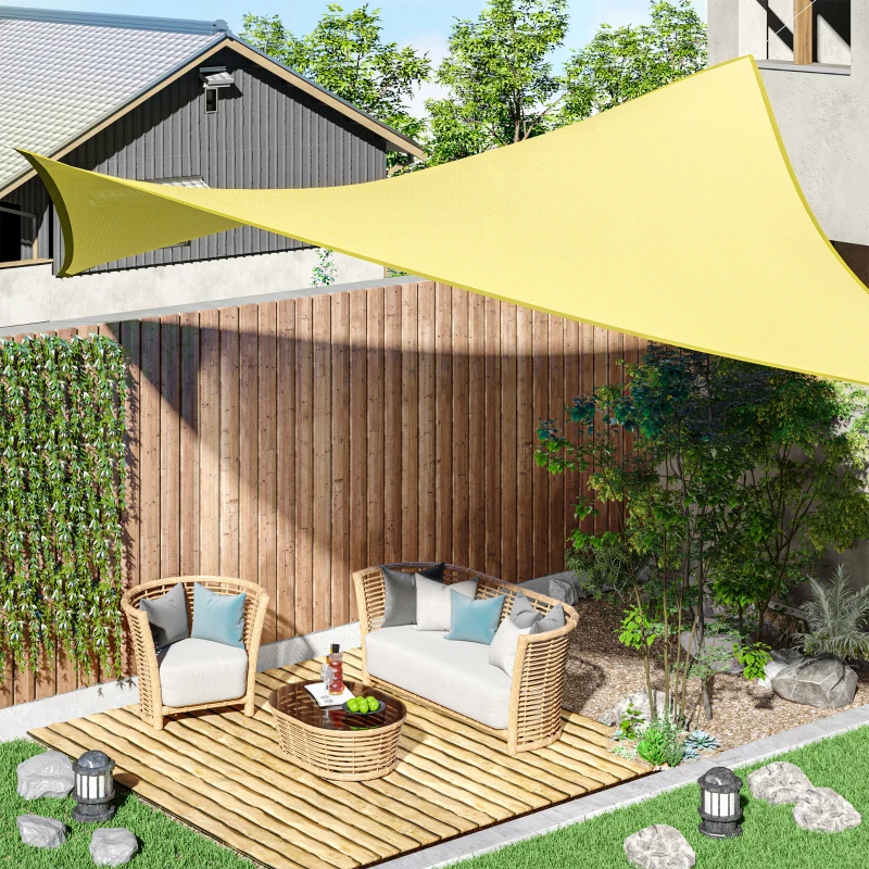 Outsunny Vela Ombreggiante Rettangolare, Tenda da Sole per Esterno in Poliestere Anti UV Traspirante 3x4m Color Sabbia