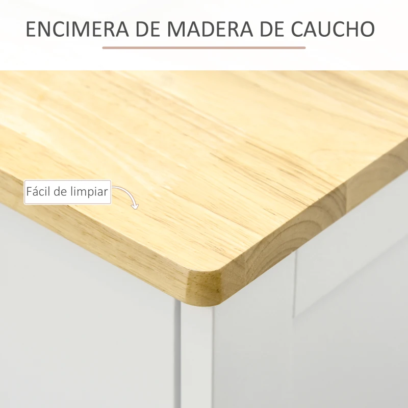HOMCOM Aparador de Cocina Mueble Auxiliar de Almacenaje para Comedor Salón Estilo Moderno Antivuelco 101x40x85 cm Blanco