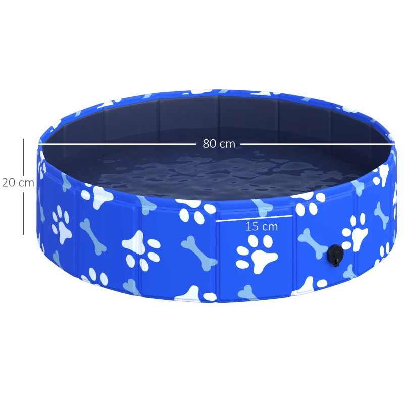 PawHut Hundepool Faltbar Planschbecken für Hunde bis 25 kg Ø80 x 20 cm Rutschfest Hundebadewanne Swimmingpool Schwimmbecken für Hunde und Katzen