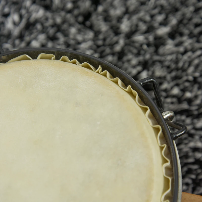 HOMCOM Bongo Professionale in Legno e Pelle con 2 Tamburi Φ20cm e Φ18cm, Borsa di Trasporto Nera Inclusa