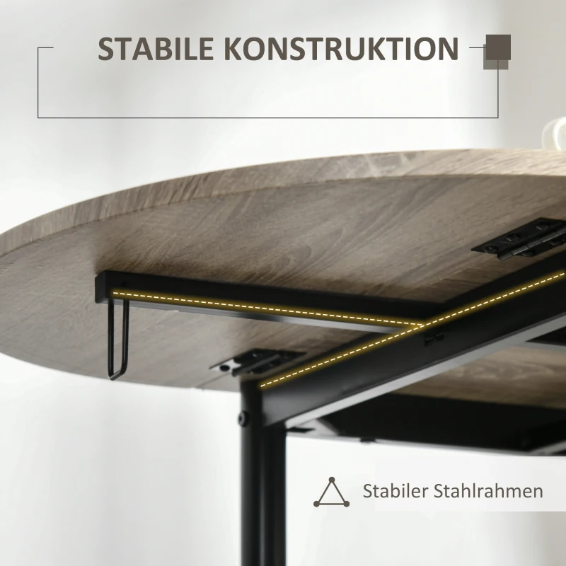 HOMCOM 3-teilige Sitzgruppe, ovaler Tisch mit zwei Stühlen 120 x 60 x 75 cm, Schwarz + Natur