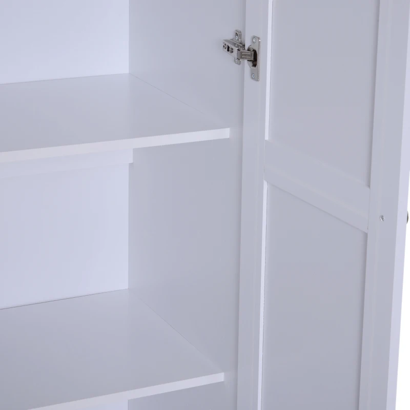 HOMCOM Armario Mueble Almacenaje Organizador Madera para Dormitorio Salón 2 Puertas 4 Estantes Multiusos 80x48x172cm Blanco