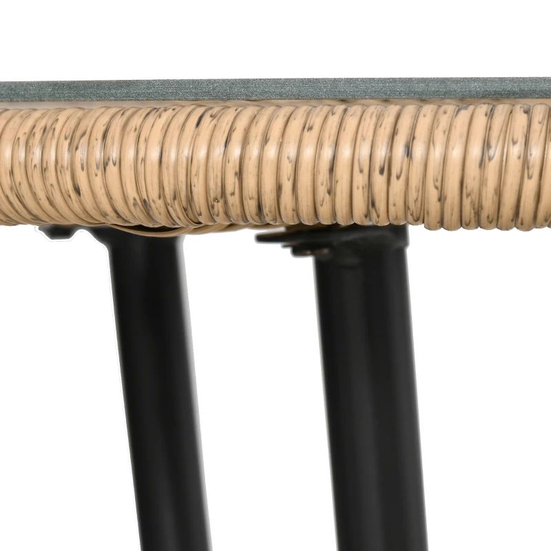 Outsunny 5-tlg. Polyrattan Gartenmöbel Set Essgruppe Esstisch mit 4 Stühlen Gartensitzgruppe mit Beistelltisch Gartenset Outdoor Metall Natur