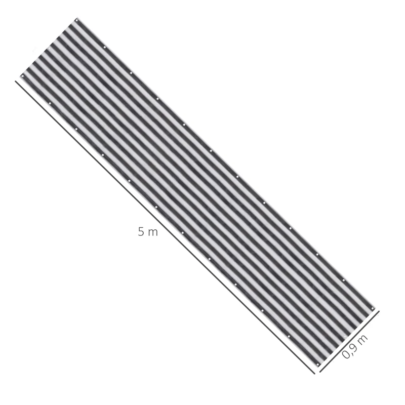 Outsunny Lot de 2 Brise-Vue renforcés occultants brise vue pour balcon HDPE Haute densité 52 œillets + 4 Cordons dim. 5L x 0,90H m Gris Blanc rayé
